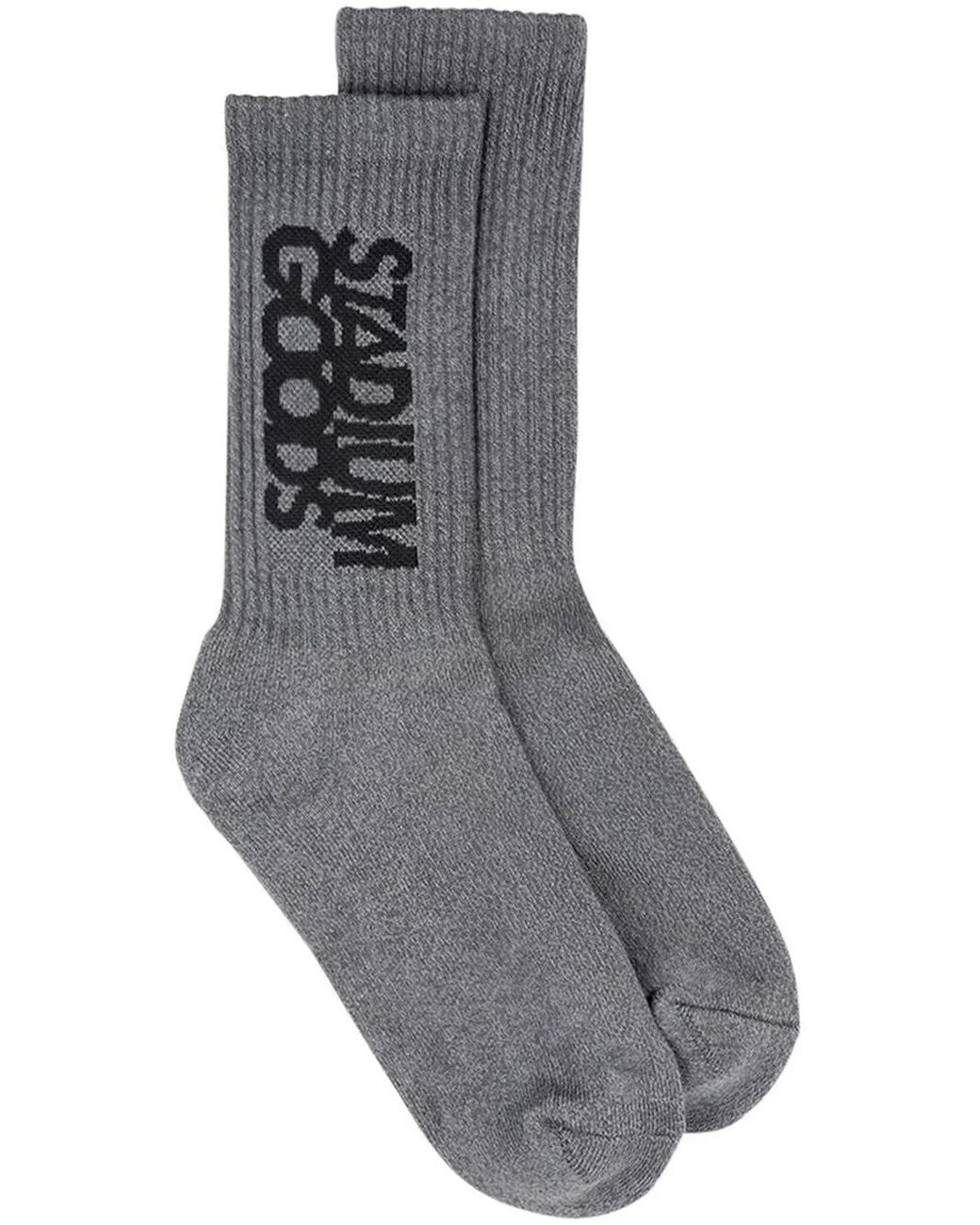 Stadium Goods Gray Logo-Print 'Charcoal Flannel' Crew Socks