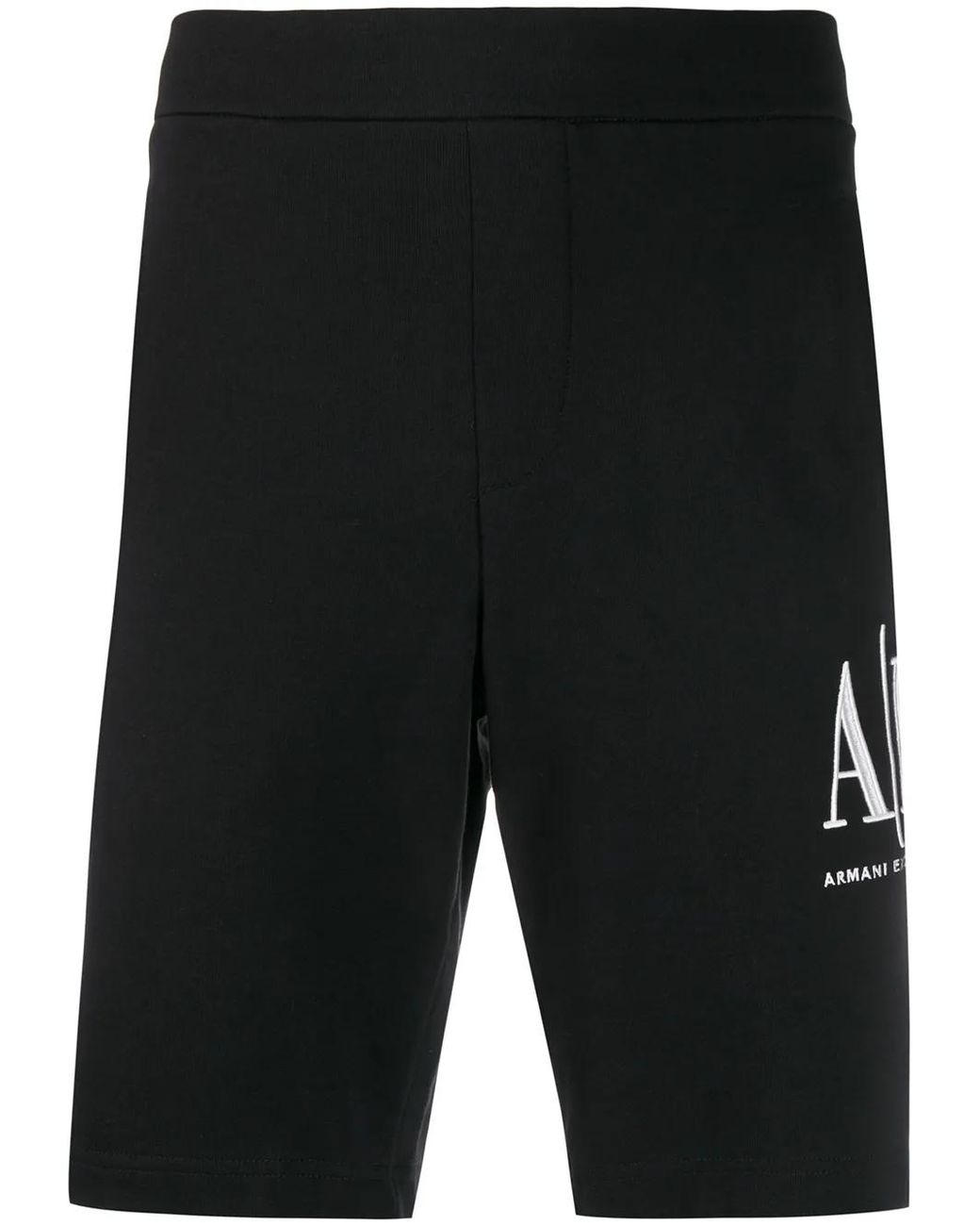 ARMANI EXCHANGE Black Logo-Embroidered Track Shorts for men