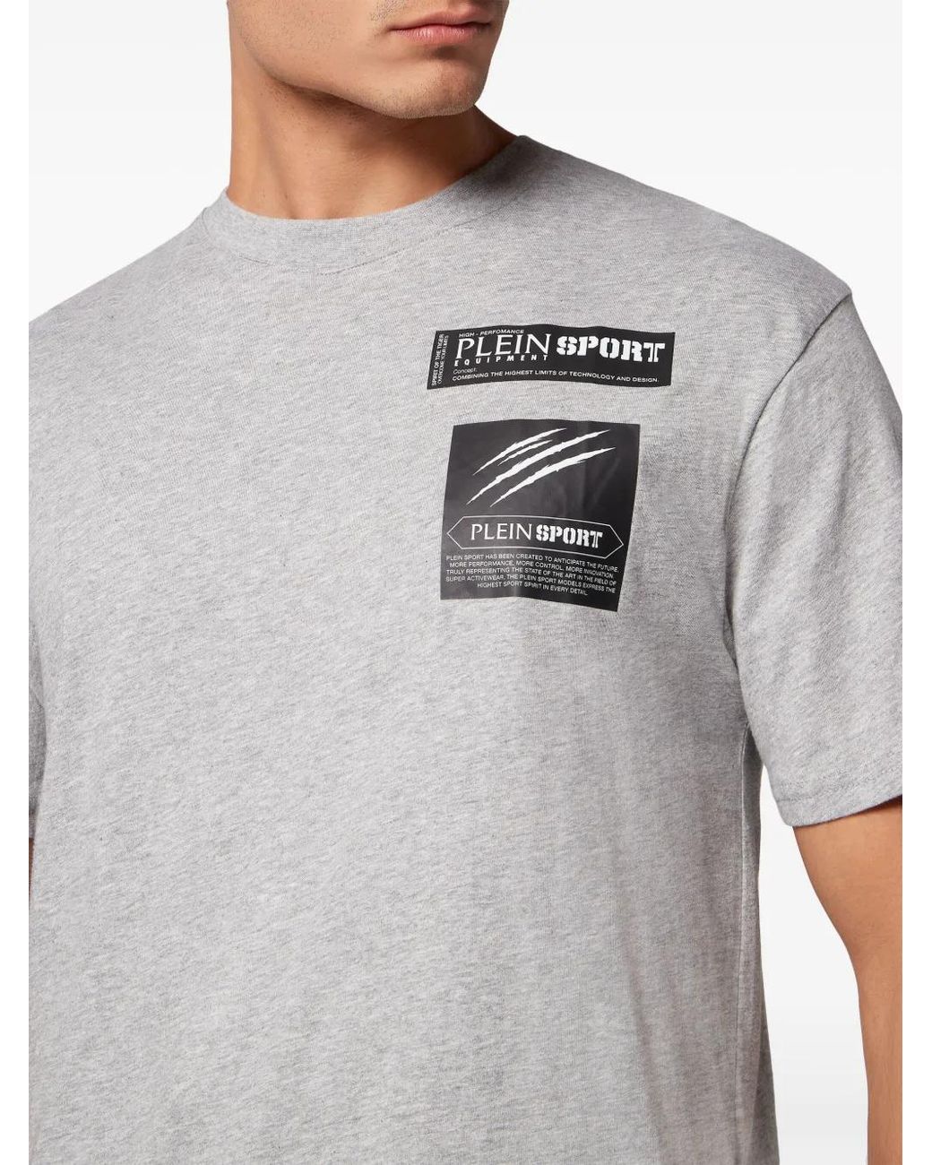 Philipp Plein Gray Logo-Print Cotton T-Shirt for men