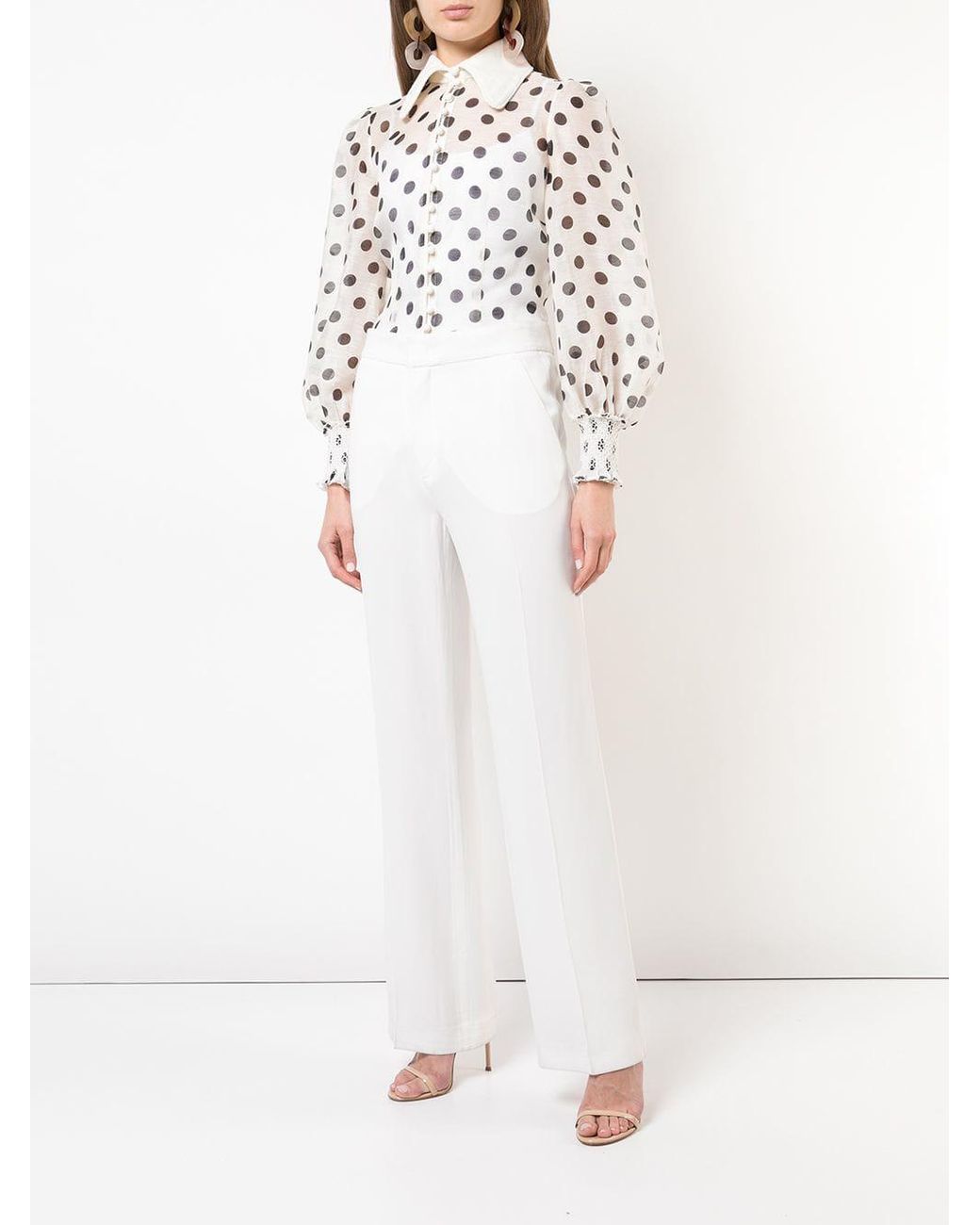 Zimmermann Polka Dot Blouse in White | Lyst Australia