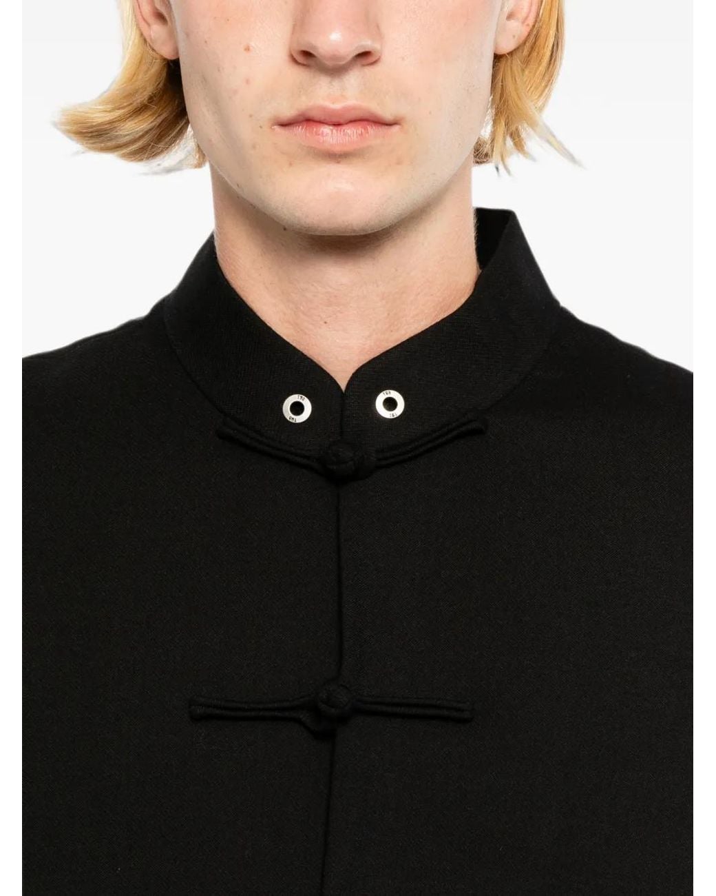 TEAM WANG design Black Frog-Fastening Sleeveless Jacket for men