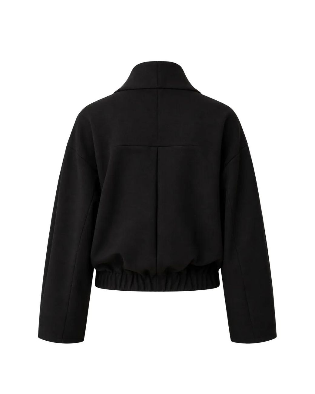MEIMEIJ Black Shawl-Collar Elasticated-Hem Sweater