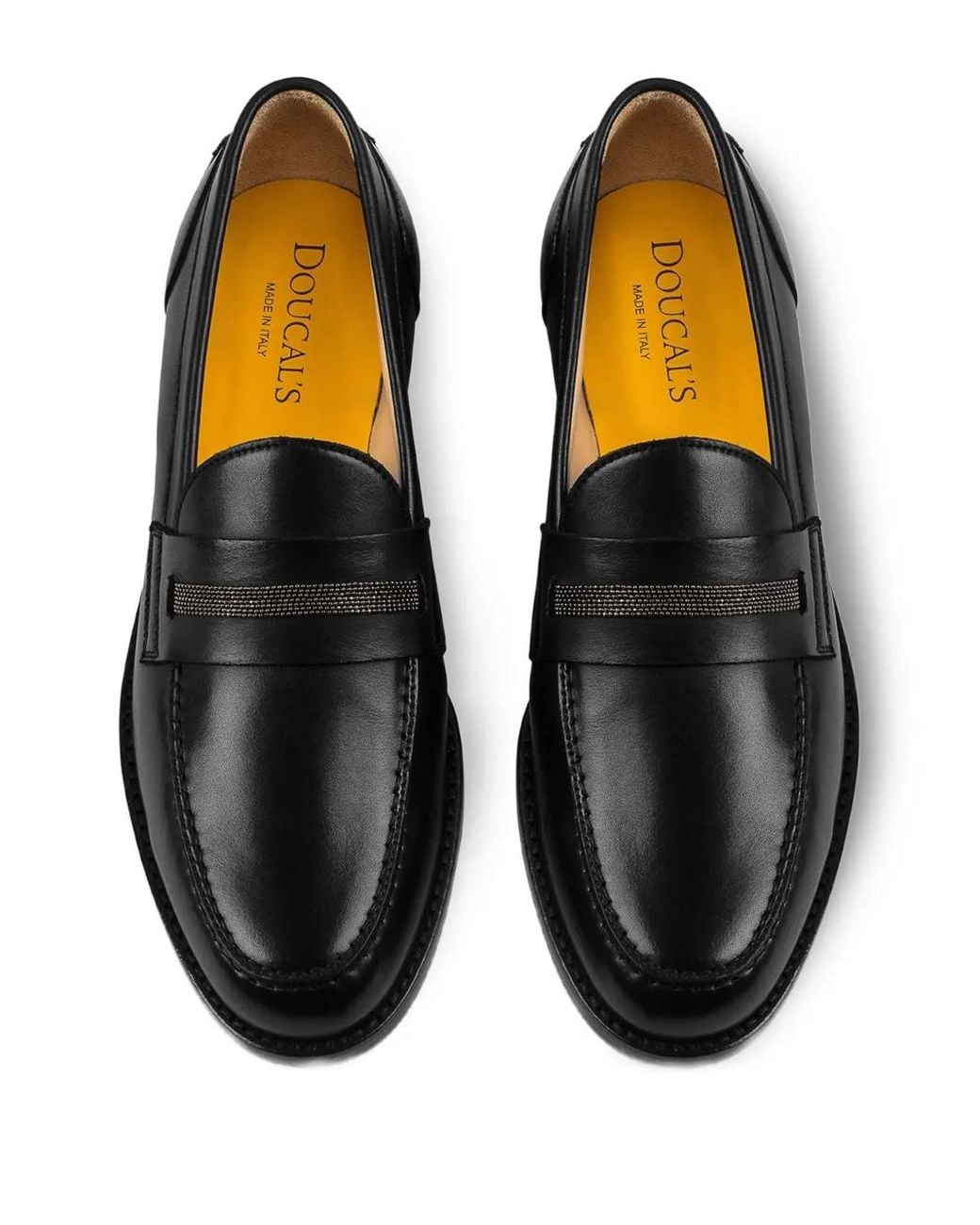 Doucal's Black Stud-Embellishment Leather Loafers