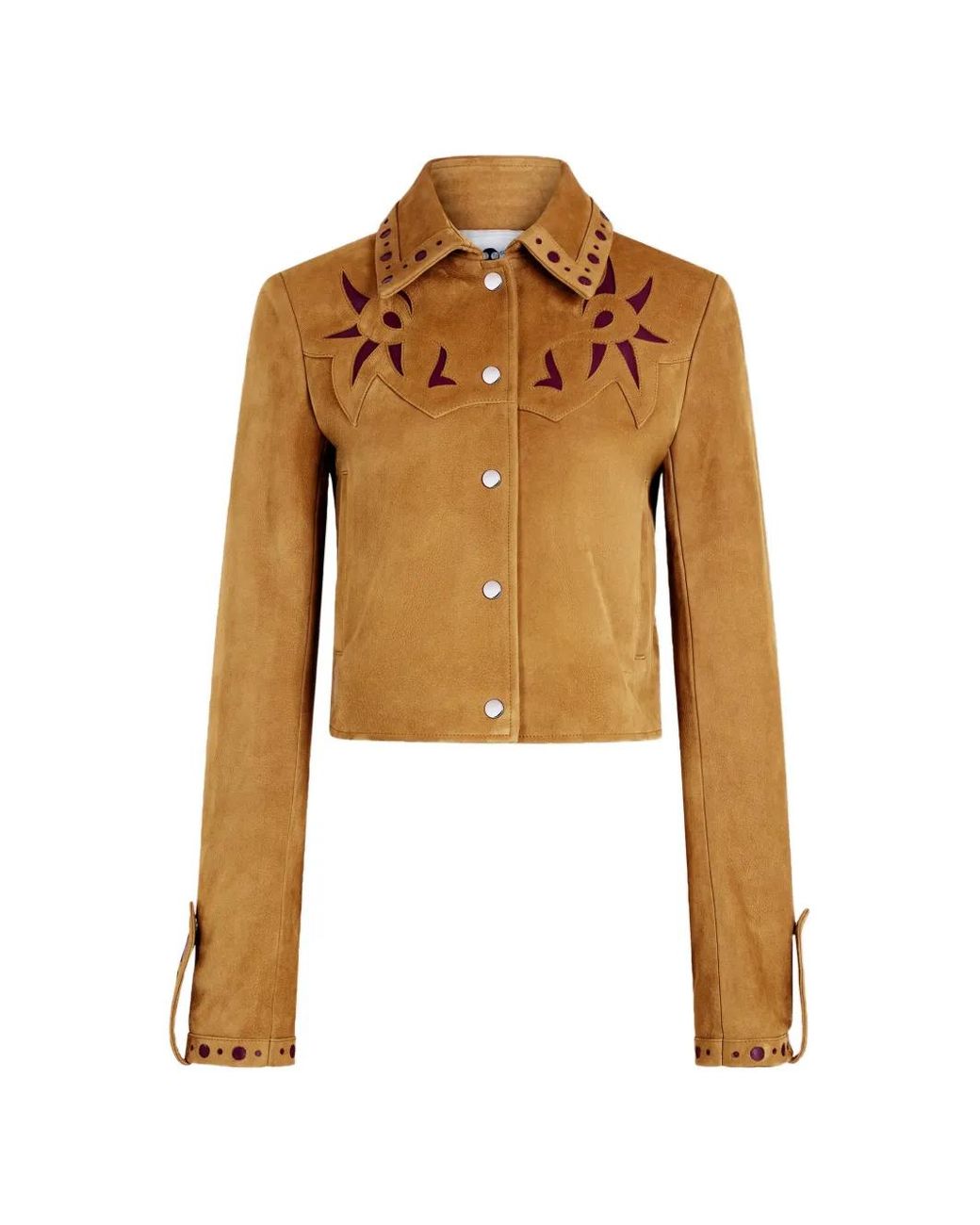 Rabanne Natural Fitted Leather Jacket With Embellishments