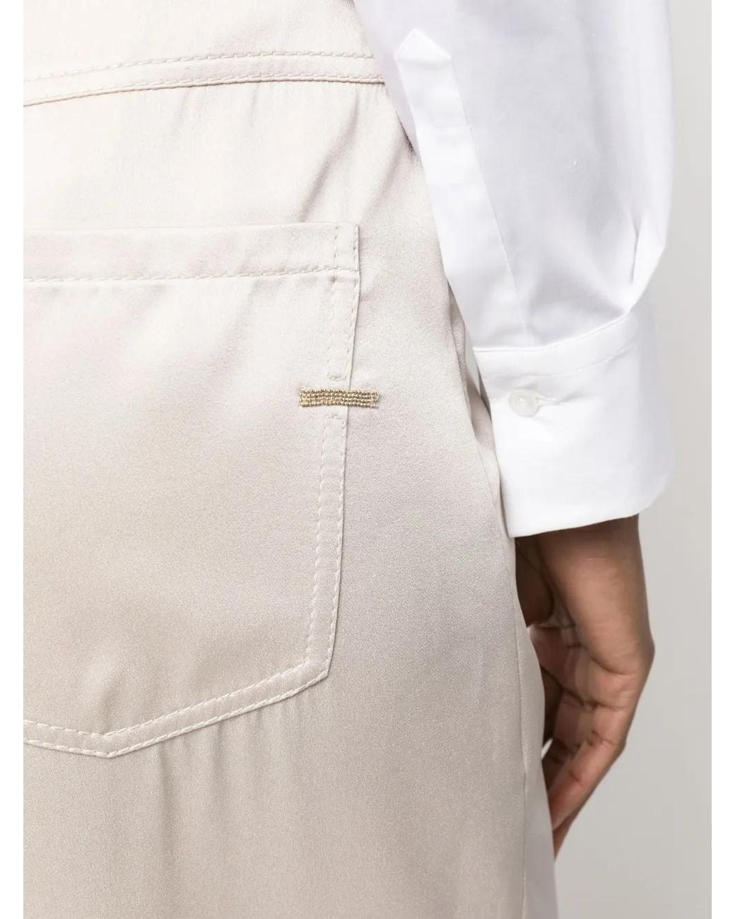 Brunello Cucinelli White High-waisted Wide-leg Trousers