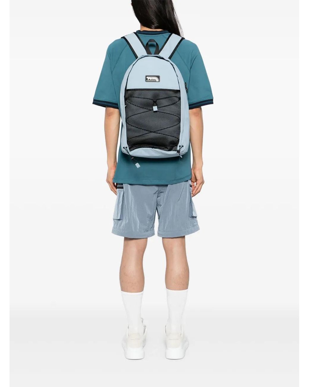 Maison Kitsuné Black Flash Fox Backpack for men