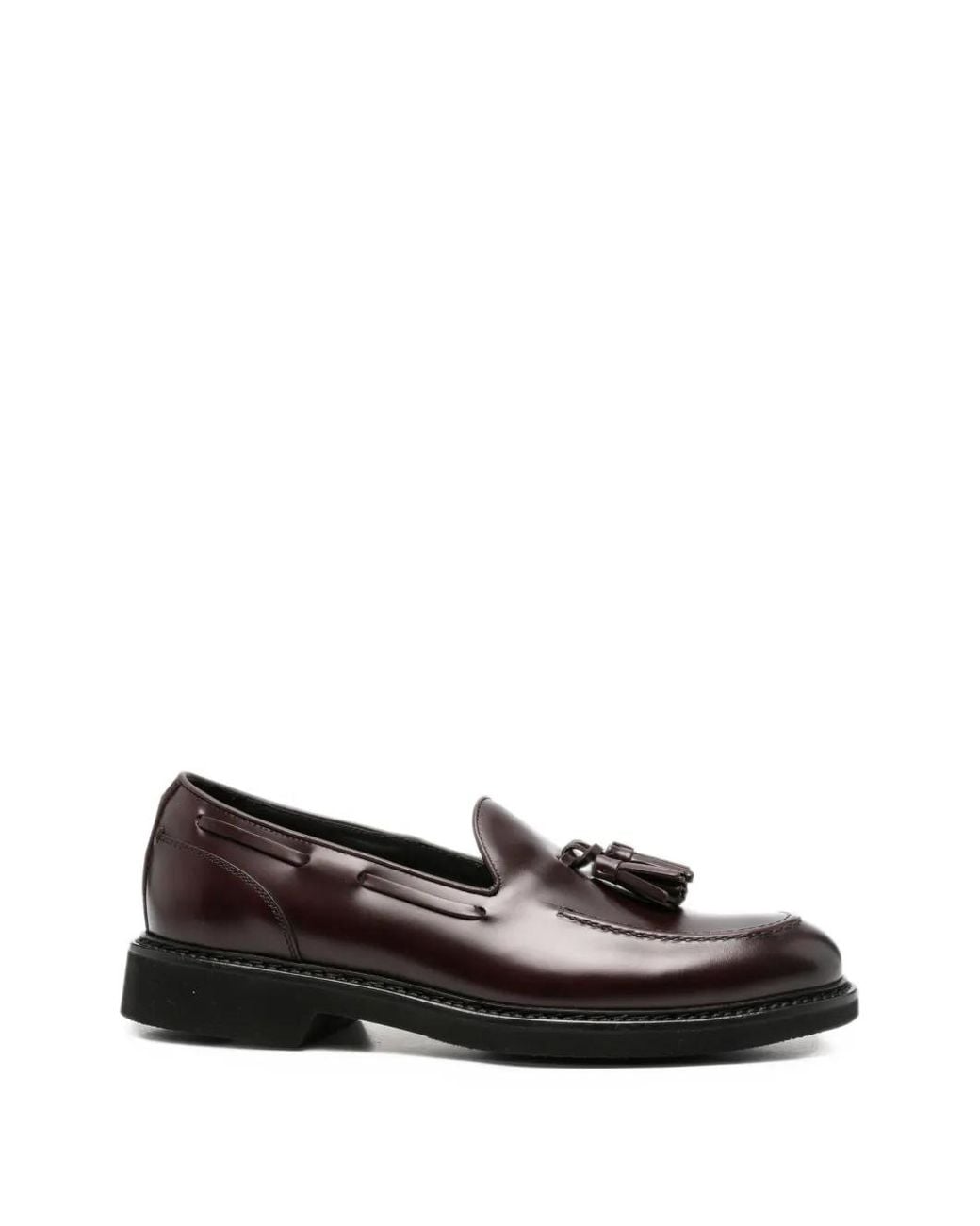 Canali Black Tassel Leather Loafers for men
