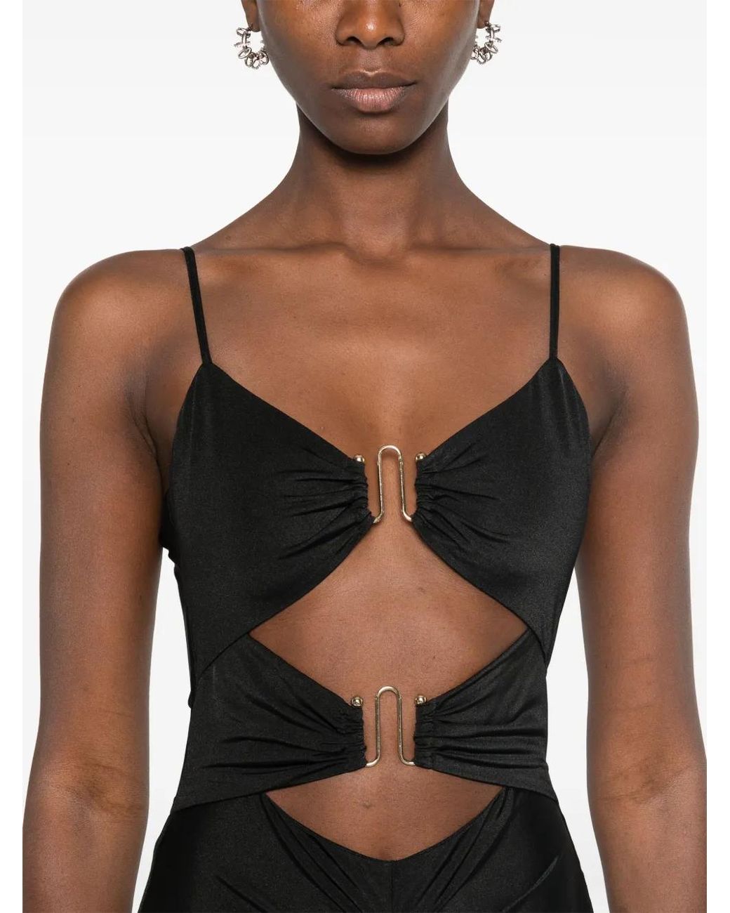 Nissa Black Cut-Out Midi Dress