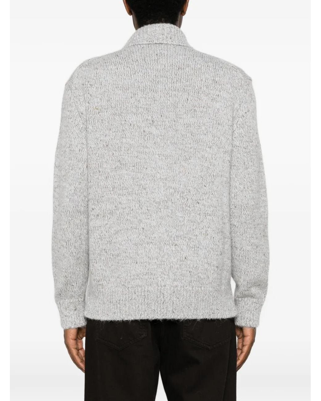 Eleventy Gray Zip-Up Knitted Cardigan for men