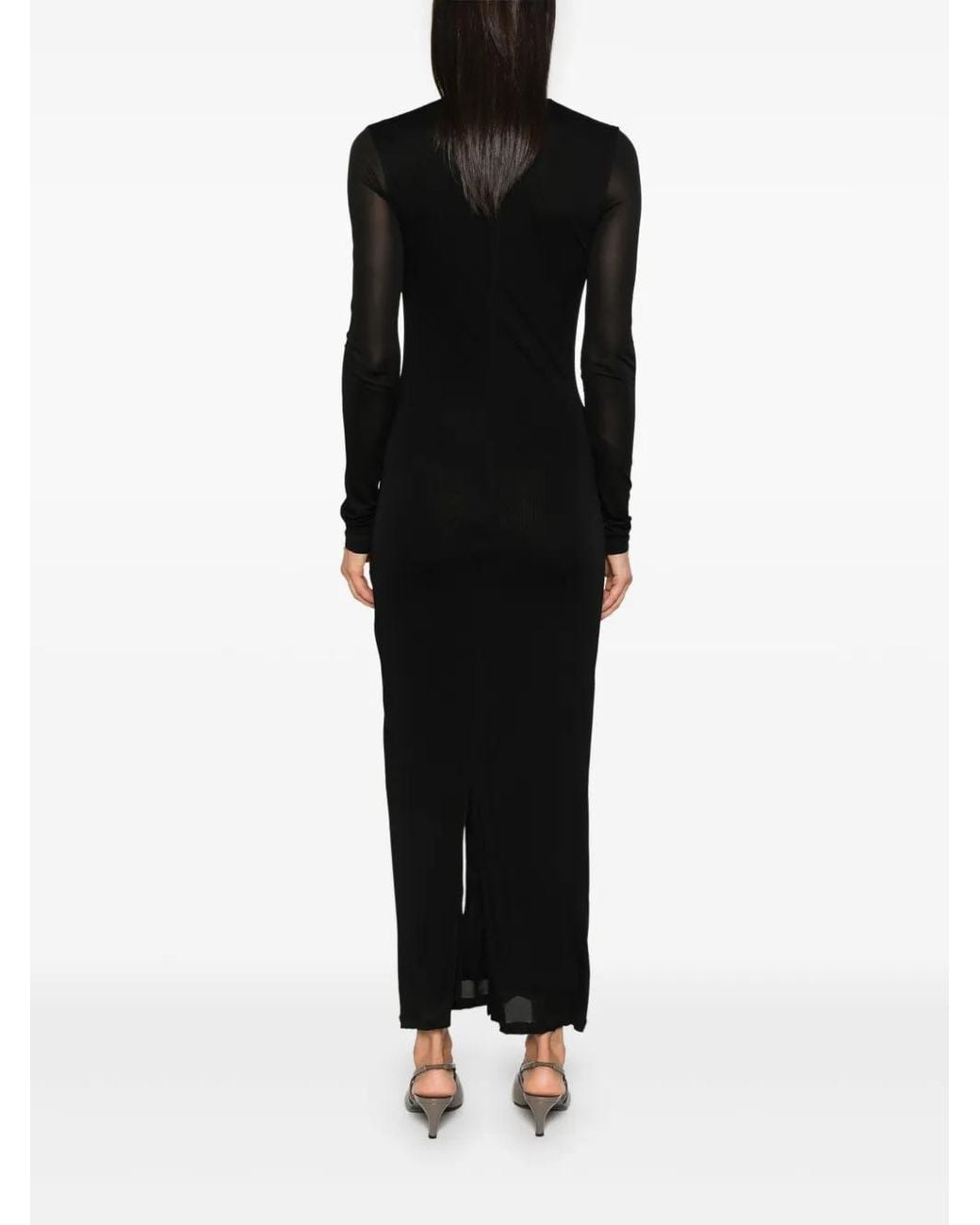 Totême Black Draped V-Neck Dress