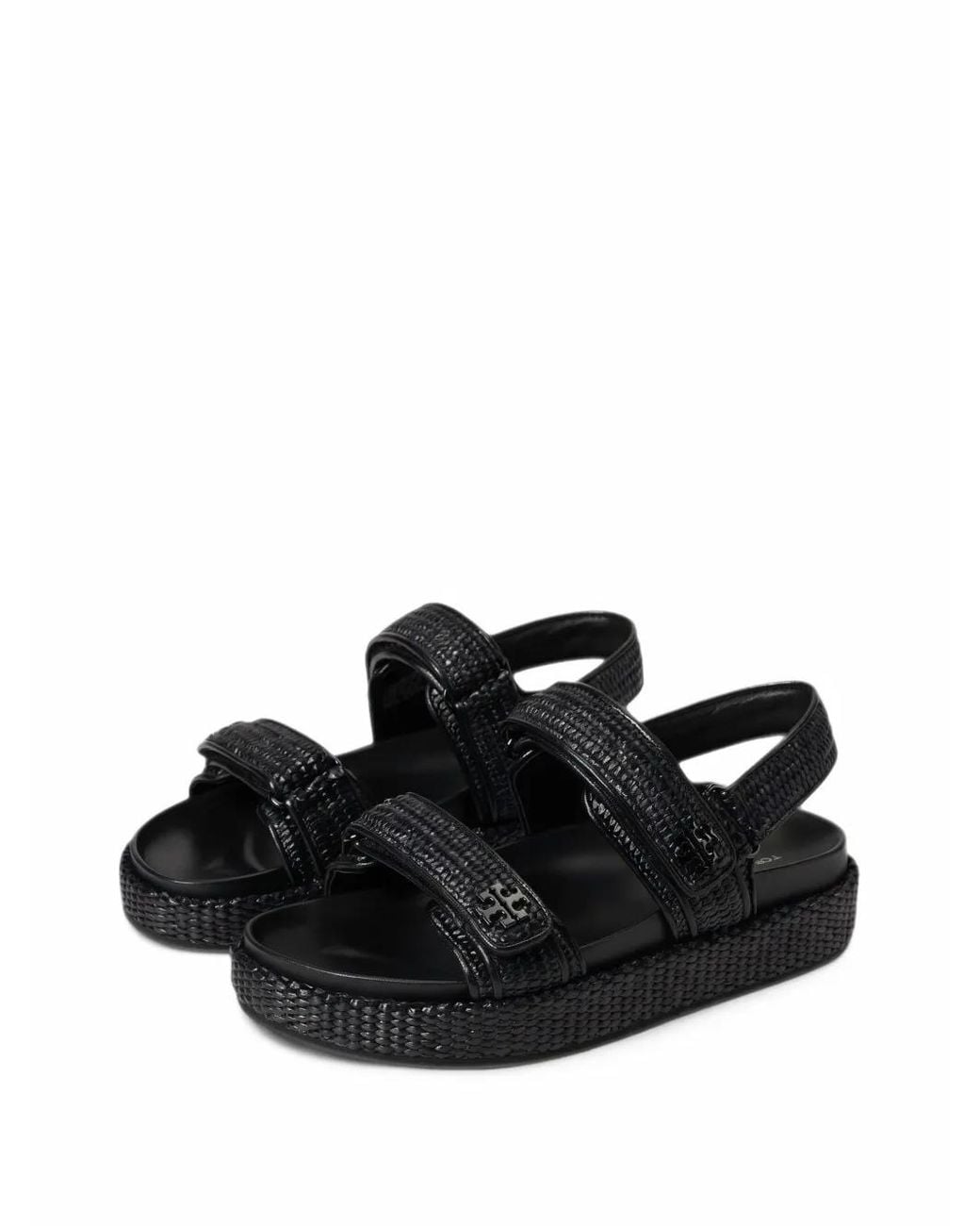 Tory Burch Black Kira Raffia-Woven Sandals