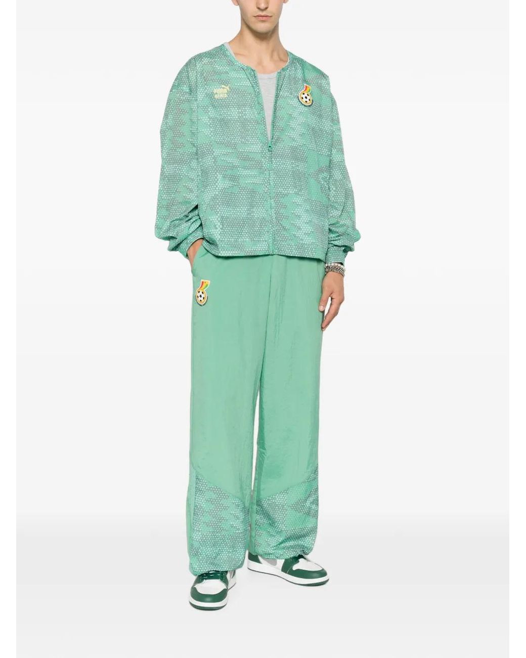 PUMA Green Veste Zippée À Motif Abstrait for men
