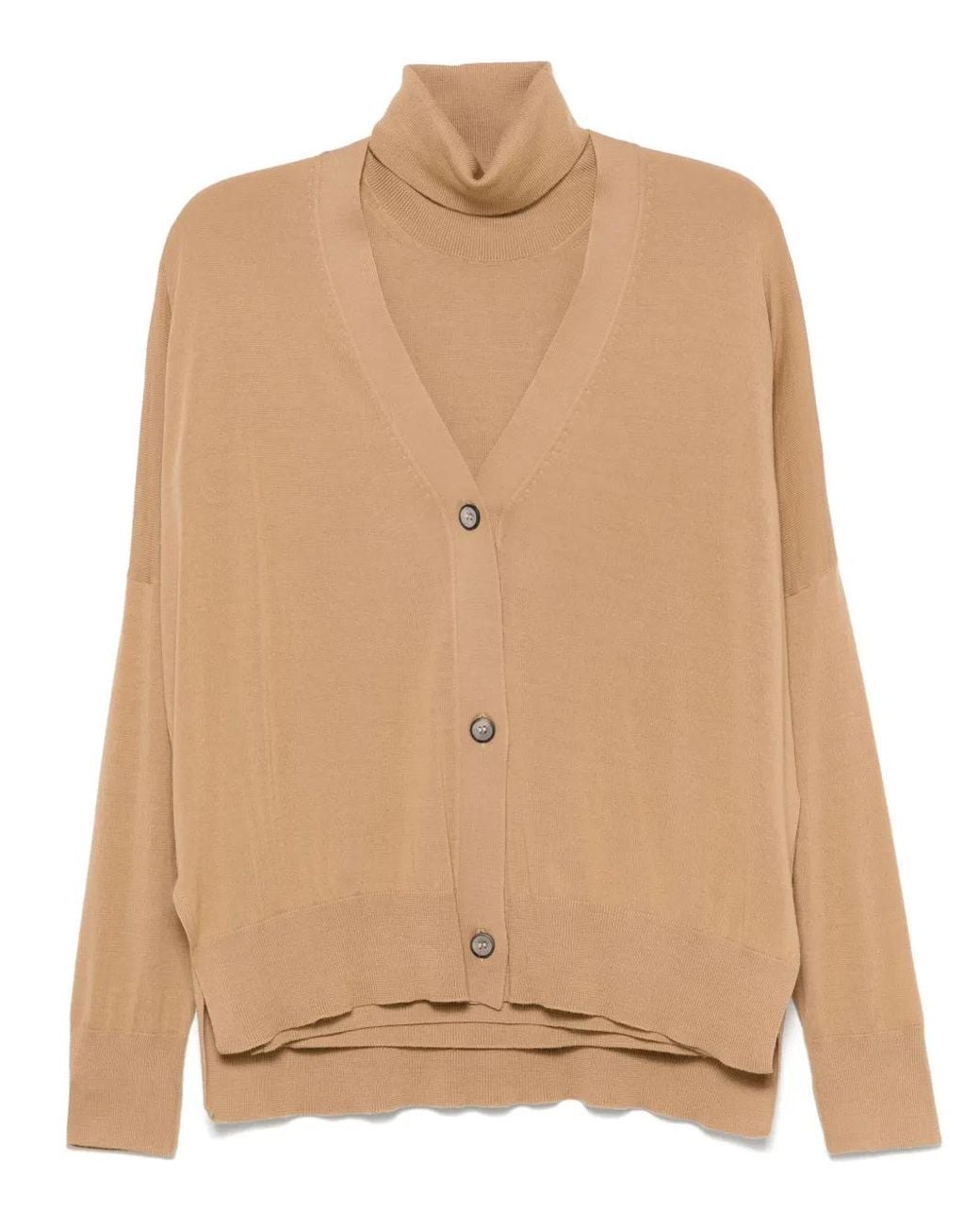 Blanca Vita Natural Fine-Knit Vest And Cardigan Set