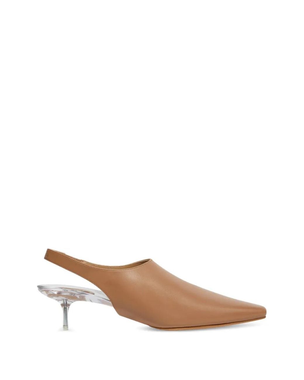 Courreges Brown Transparent Kitten-Heel Slingback Pumps
