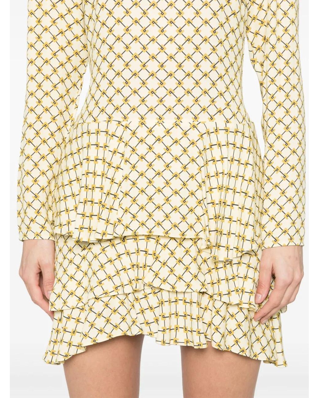 Elisabetta Franchi Natural Monogram-Print Midi Dress