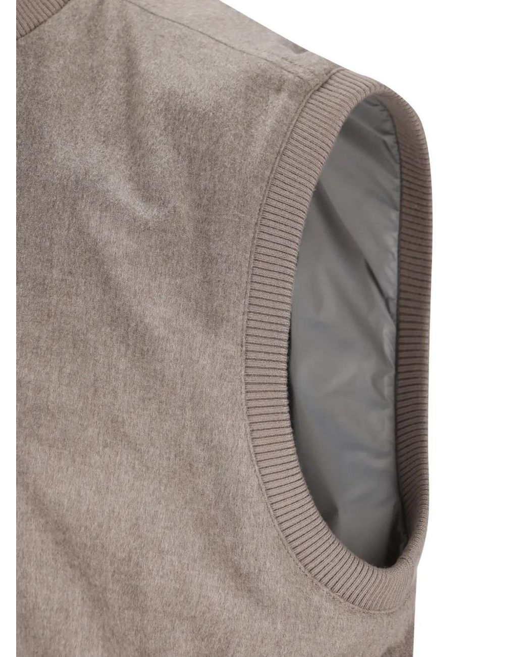 Brunello Cucinelli Gray Ribbed-Trim Button-Up Gilet for men