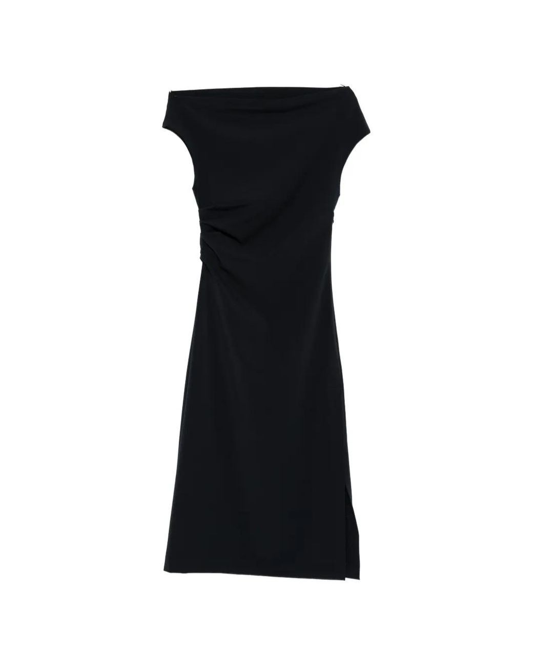P.A.R.O.S.H. Black Midi Ruched Dress