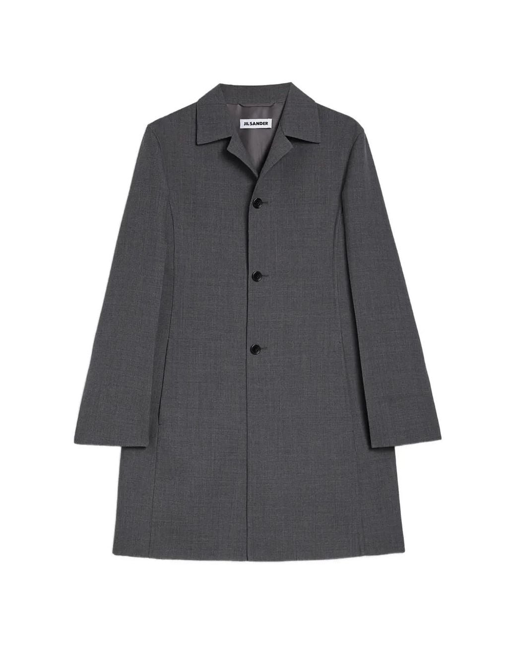 Jil Sander Gray Single-Breasted Coat for men