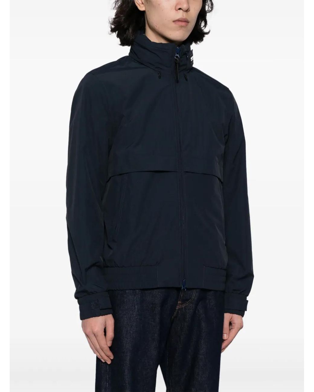 Woolrich Blue High-Neck Zip-Up Jacket for men