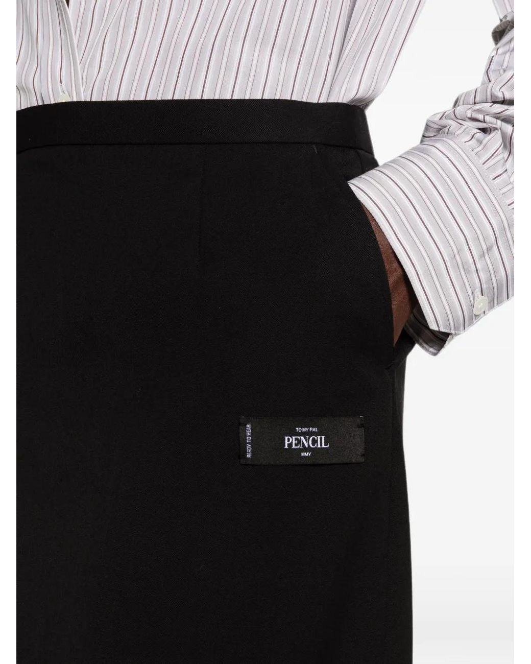 Maison Mihara Yasuhiro Black Logo-Patch Maxi Skirt