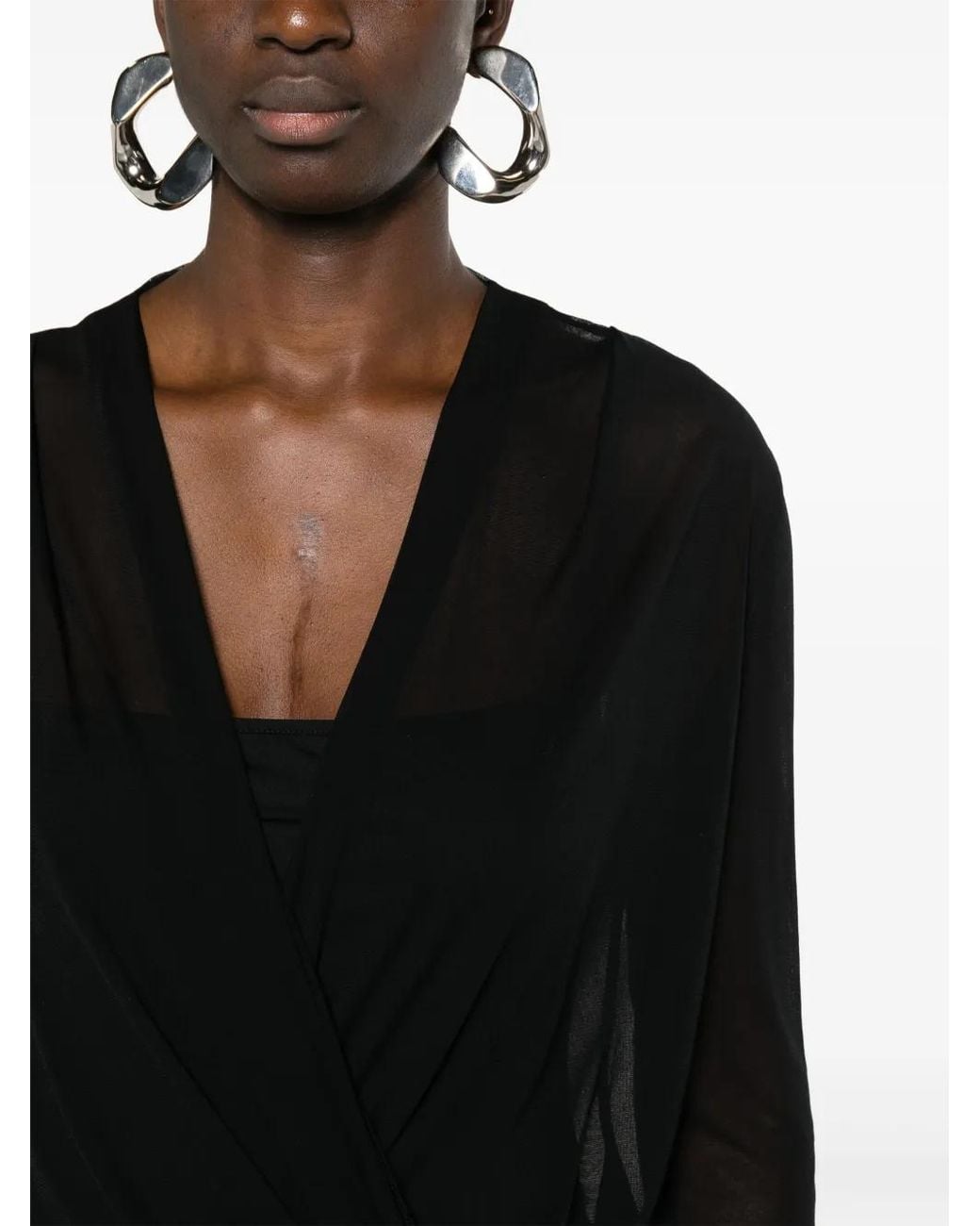 Givenchy Black V-Neck Mesh Top