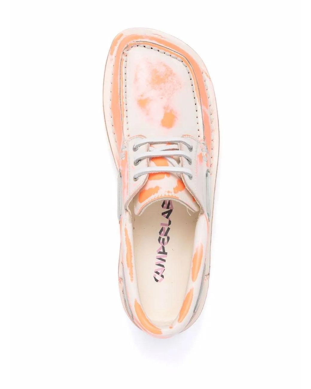 CAMPERLAB Orange Mocassins En Cuir À Imprimé Tie Dye