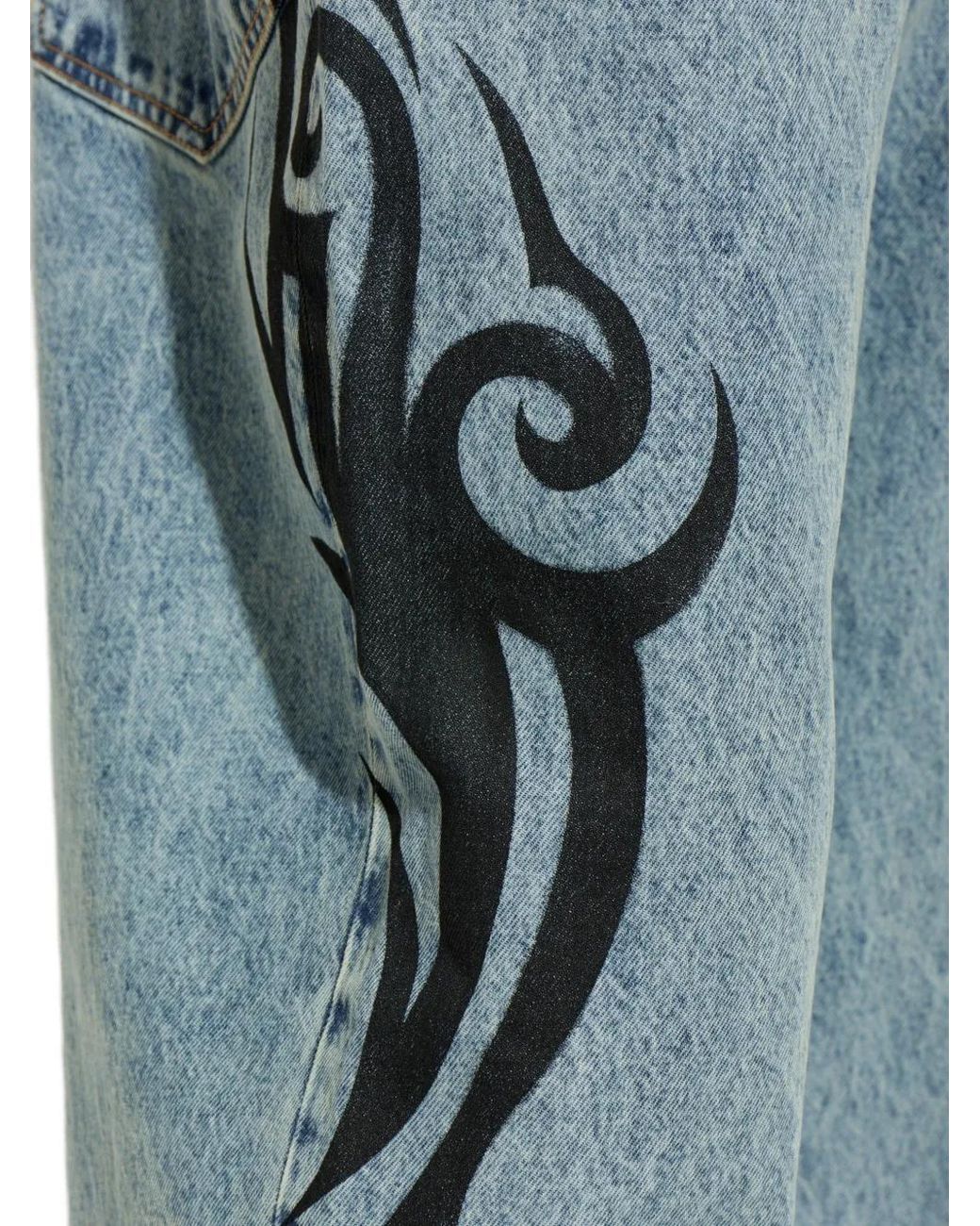 Vetements Blue Graphic-Print Jeans for men
