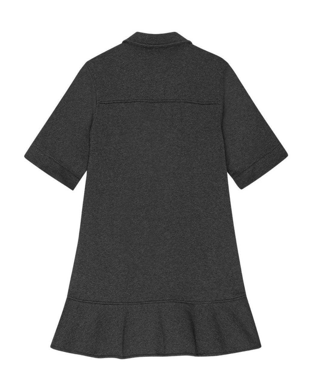Ganni Black Short-Sleeved Ruffled Mini Day Dress