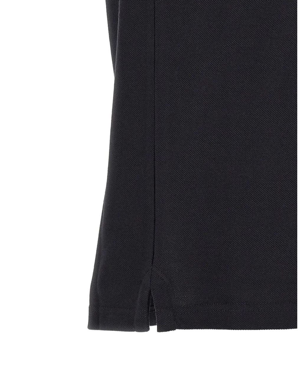Moncler Black Logo-Patch Tipped Polo Shirt for men