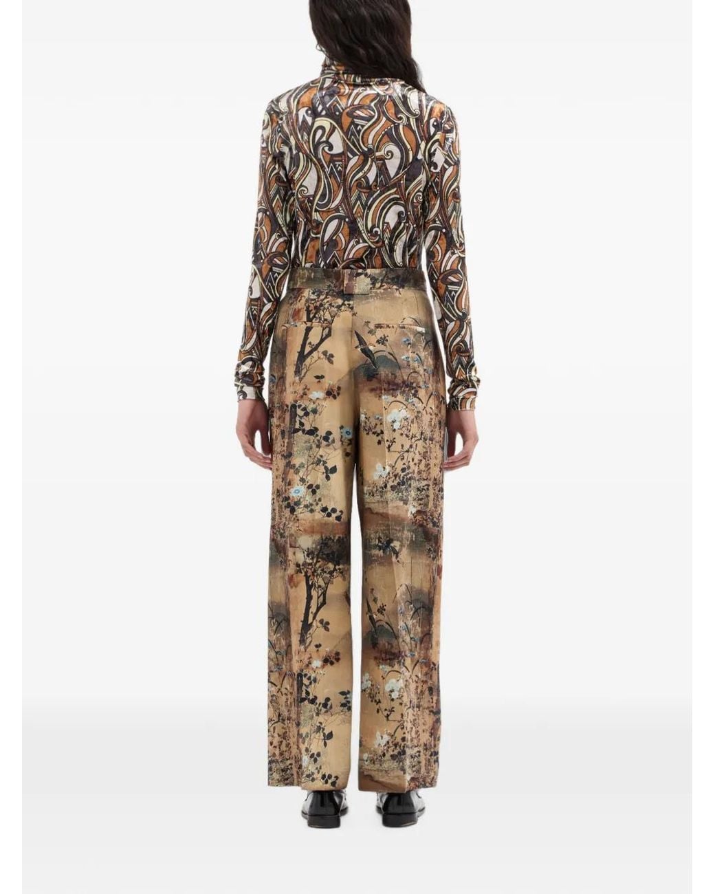 Pierre Louis Mascia Natural Beatex Floral-Print Trousers