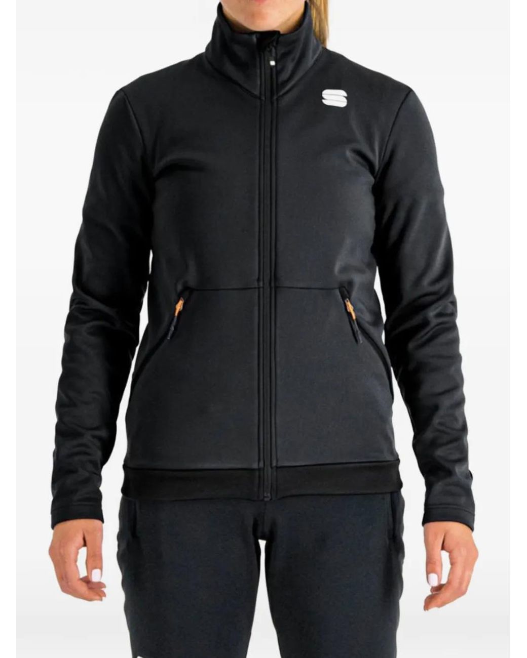 Sportful Black Logo-Print Zip-Up Jacket