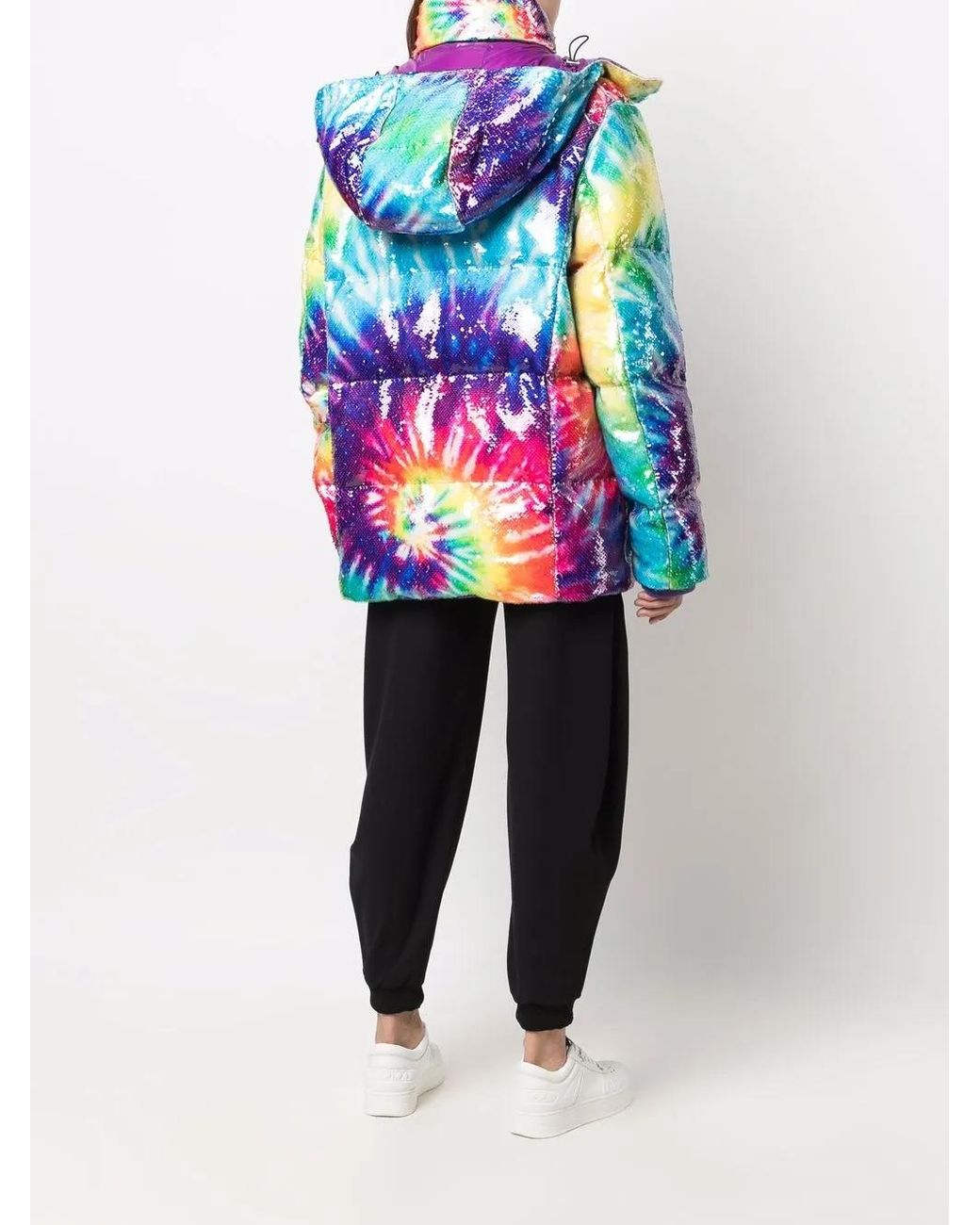 Philipp Plein Purple Tie-Dye Print Padded Coat