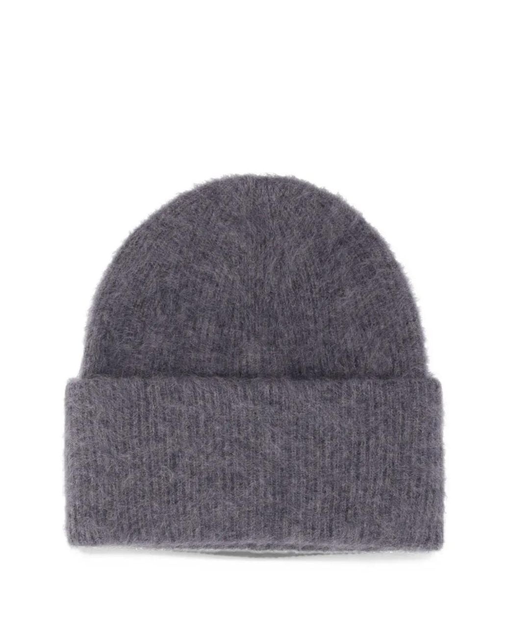 Lisa Yang Gray Ribbed Brushed Beanie Hat