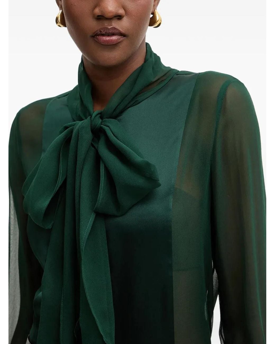 retroféte Green Tie-Detail Blouse