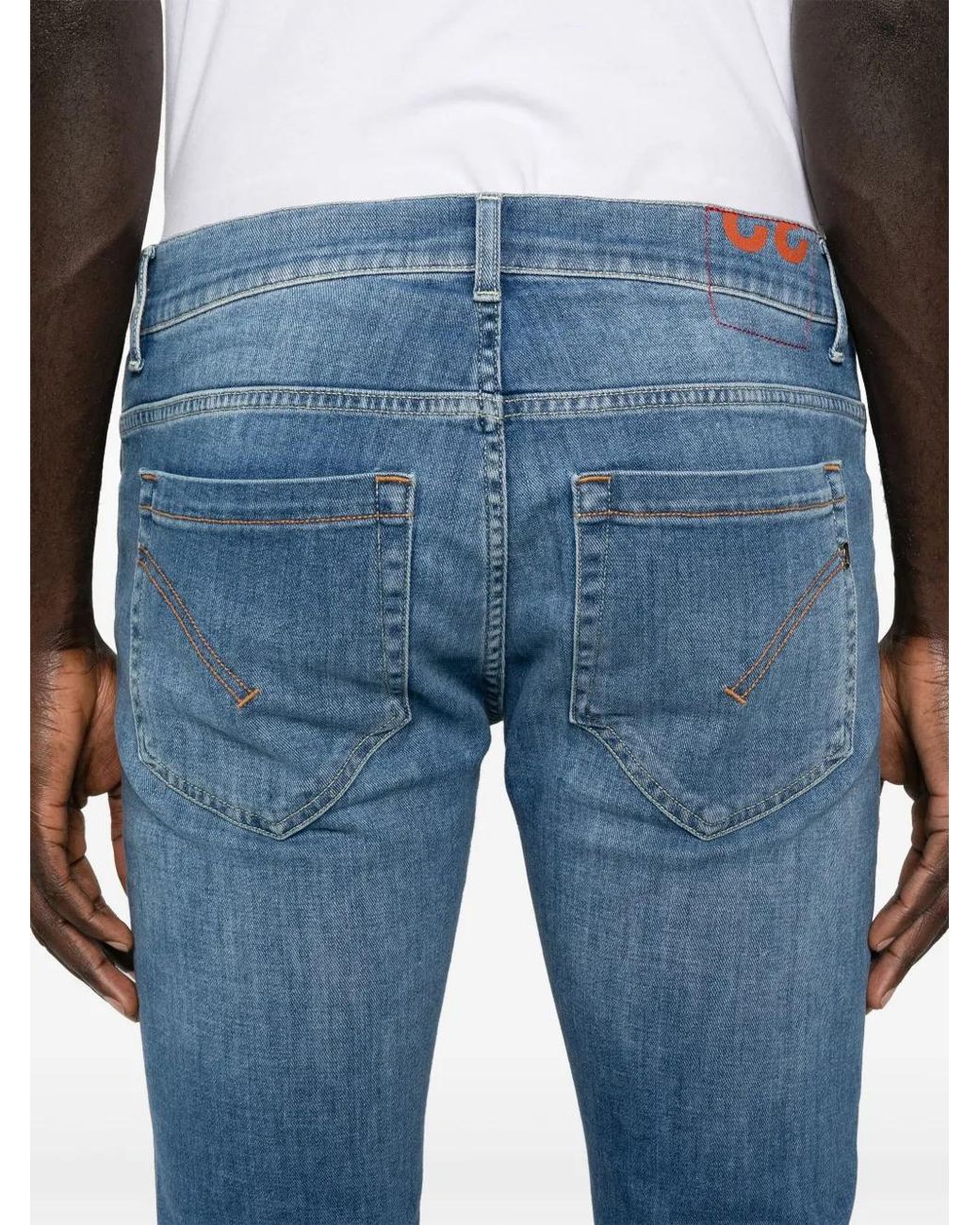 Dondup Blue Logo-Print Tapered Jeans for men