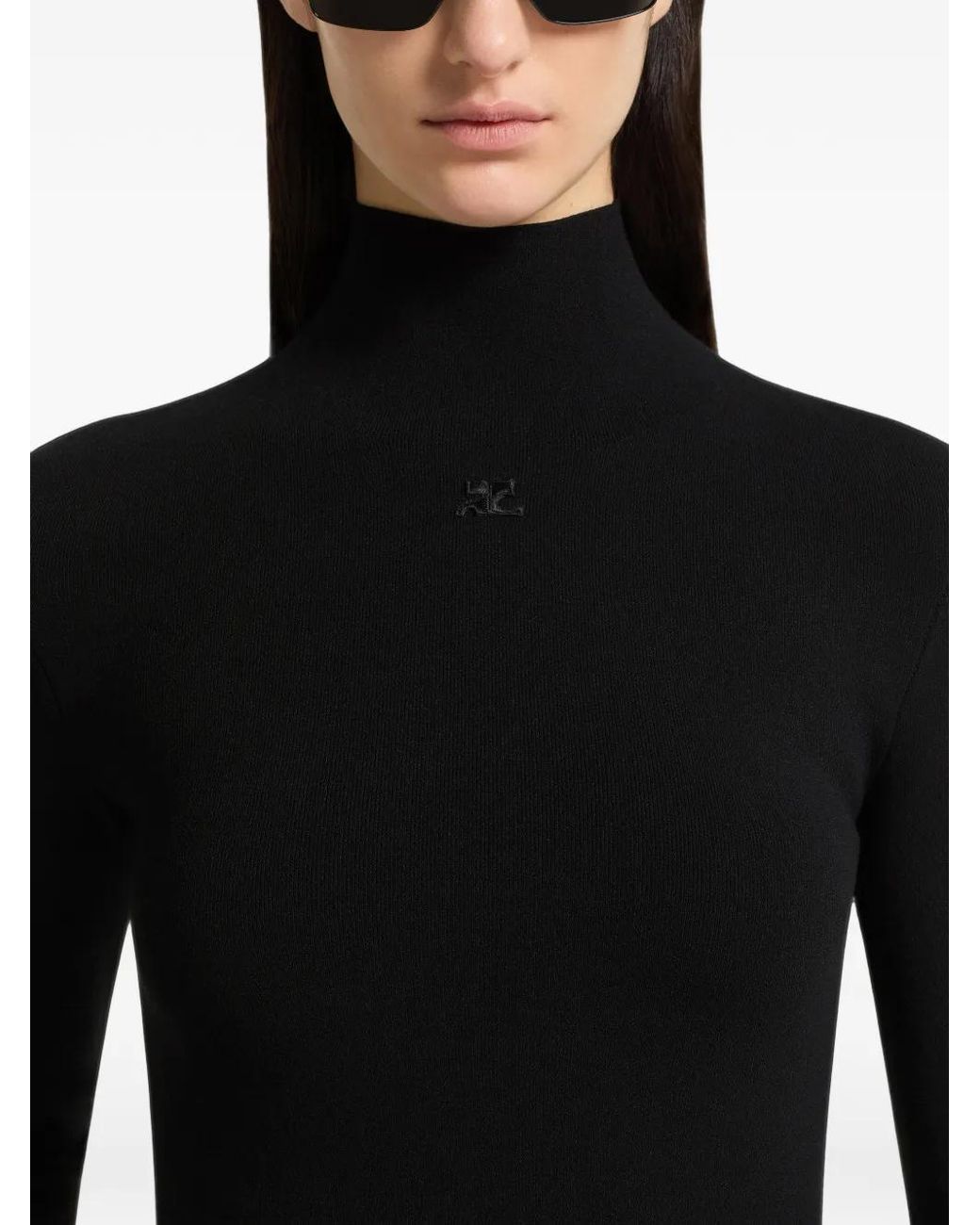 Courreges Black Milano Knit Logo-Patch Sweater