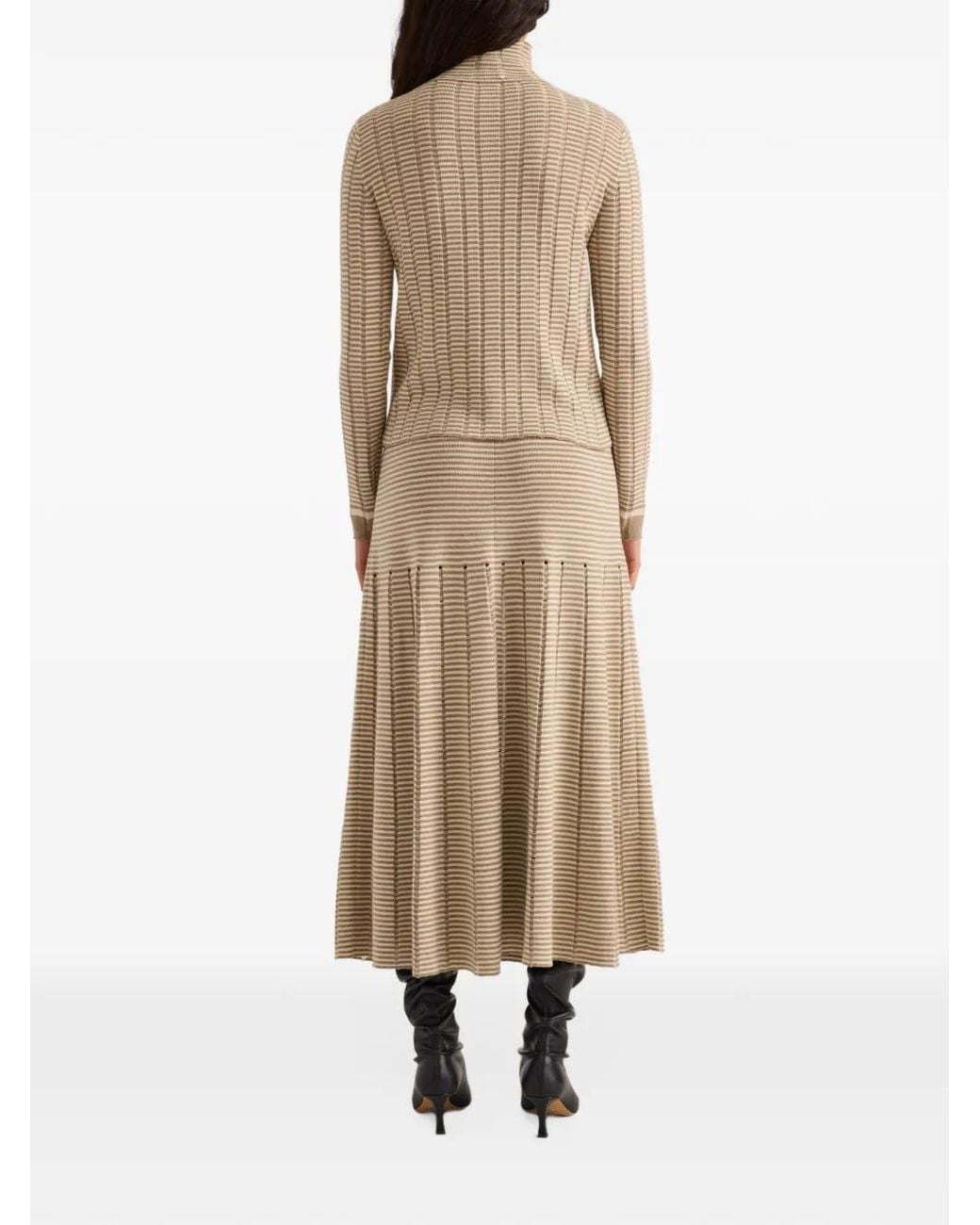 Proenza Schouler Natural Stina Ladder-Stripe Turtleneck Sweater