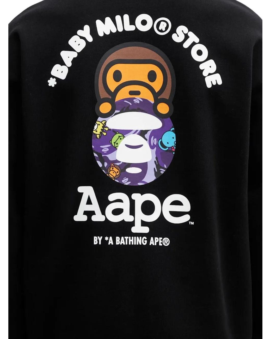 Aape By A Bathing Ape Black X Baby Milo Store Aapeunvs Logo Patch Sweatshirt for men