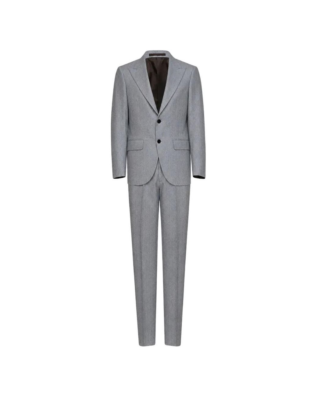 D4.0 Gray Pinstriped Wool-Blend Suit for men