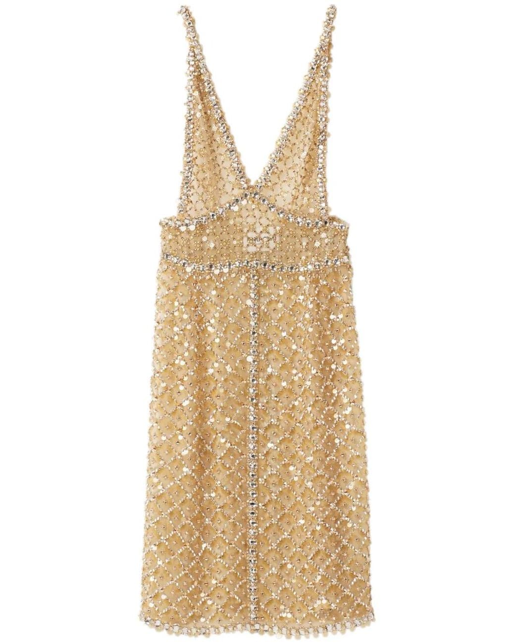 Miu Miu Metallic Bead-Embellished Organza Midi Dress
