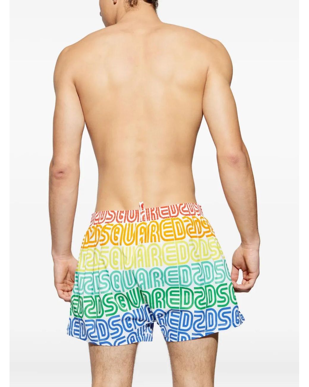 DSquared² Yellow Logo-Print Swim Shorts for men