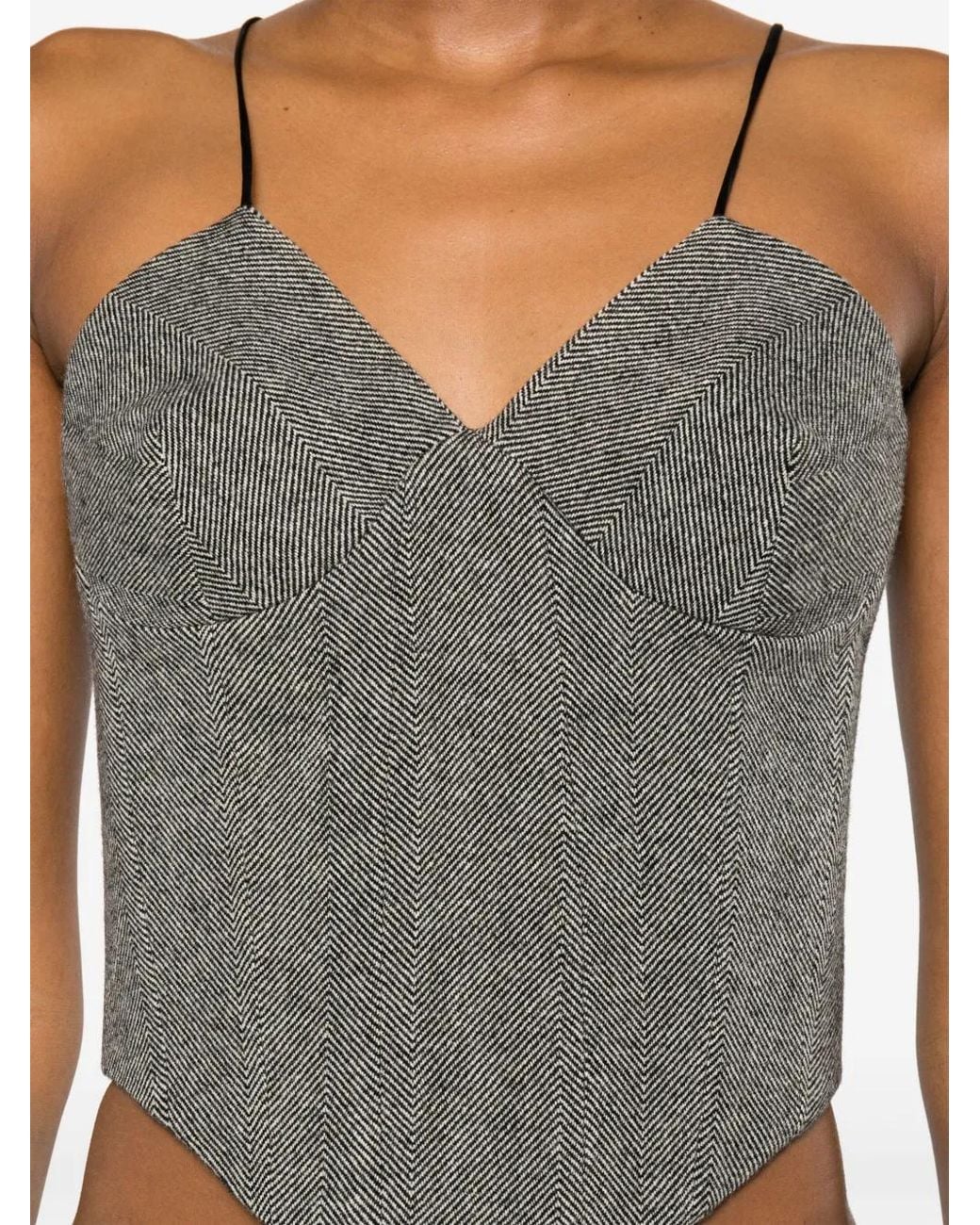 Ermanno Scervino Gray Herringbone Wool Top