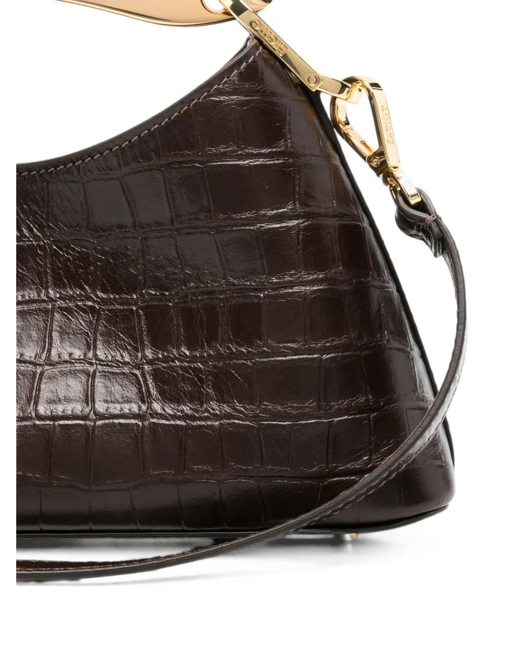 Elleme Black Mini Boomerang Croc-Effect Leather Tote Bag