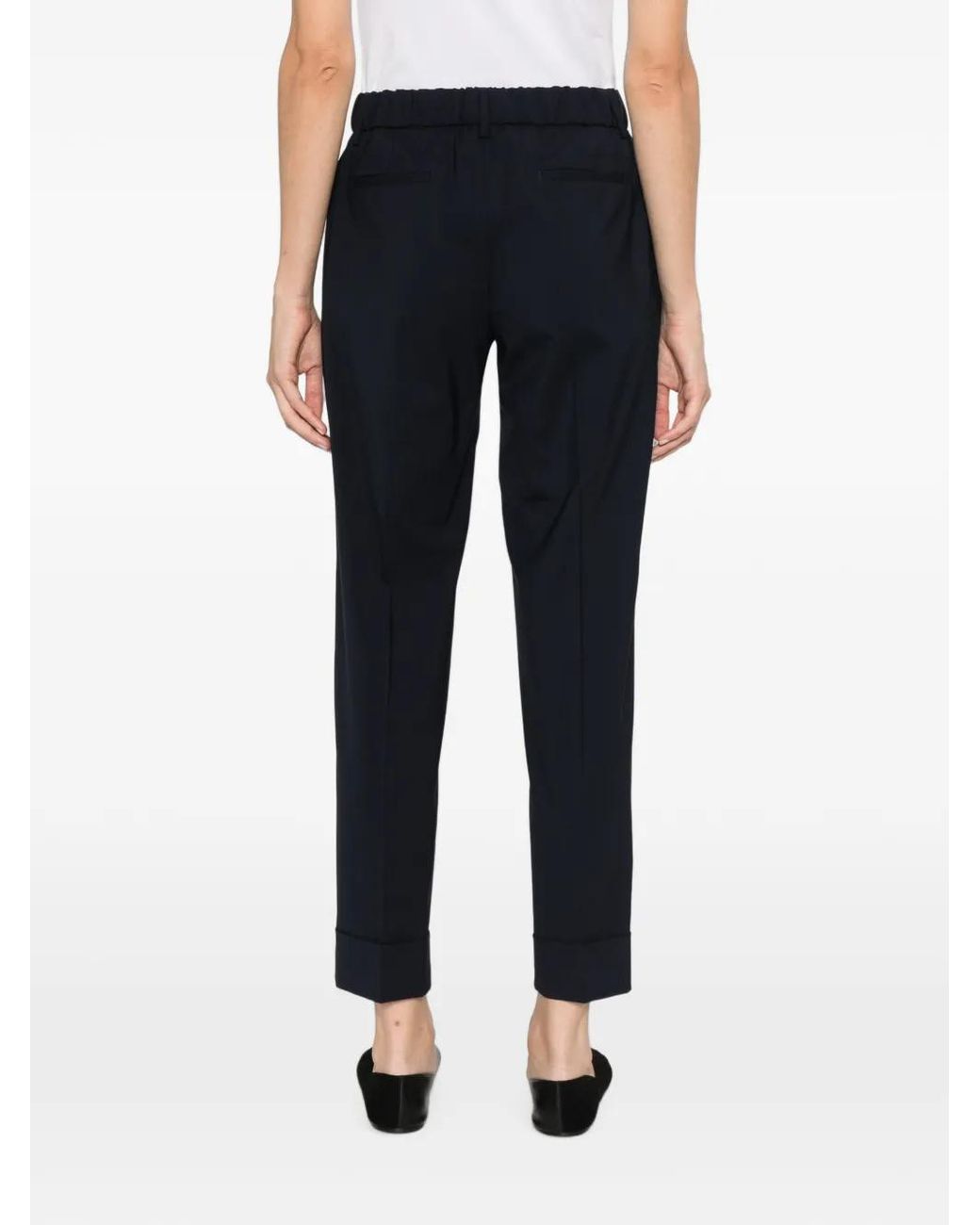 Berwich Black Cropped Turn-Up Trousers