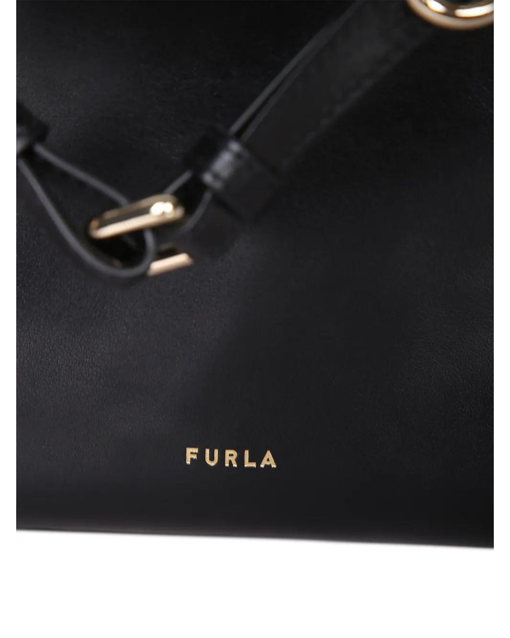 Furla Black Logo-Print Leather Backpack