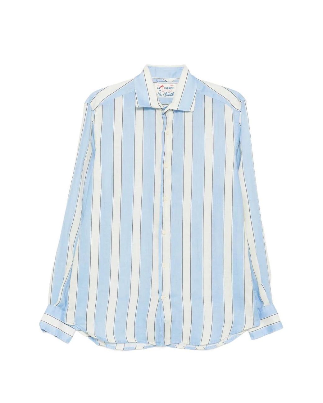 Mc2 Saint Barth Blue Seersucker Cotton Pamplona Shirt for men