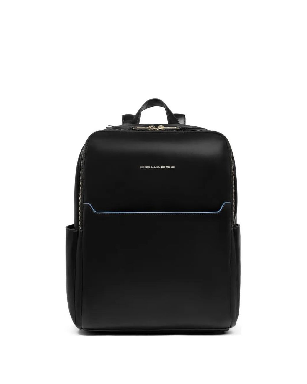 Piquadro Black Logo-Plaque Leather Backpack for men