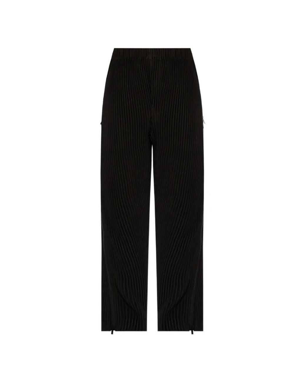 Homme Plissé Issey Miyake Black Zip-Pockets Pleated Trousers for men