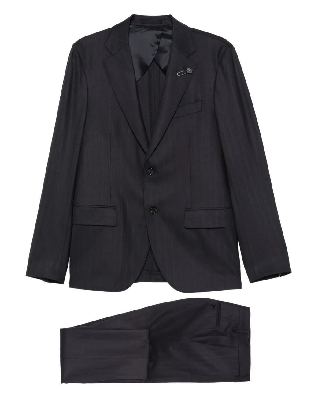 Lardini Black Pinstripe Cotton Suit for men