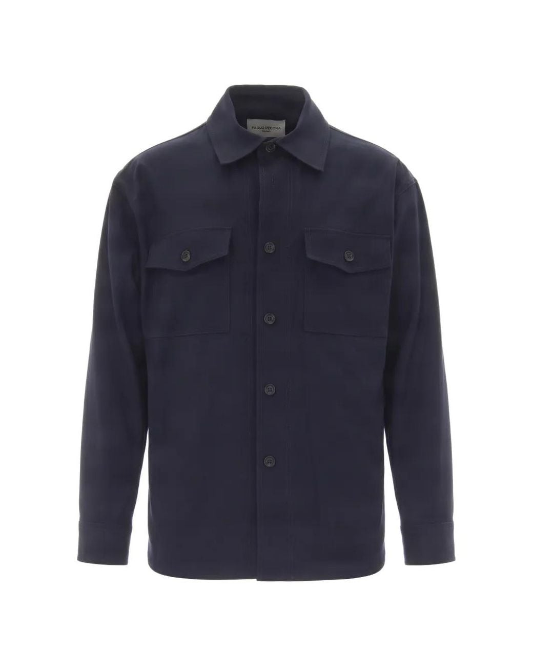 Paolo Pecora Blue Button-Up Chest-Pocket Shirt for men